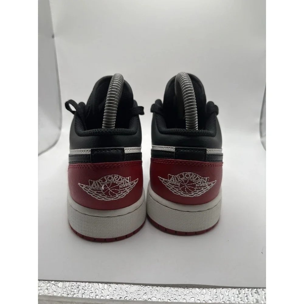 Kids Size 5.5Y Nike Air Jordan 1‎ Low GS Black Red White Sneakers 553560 161